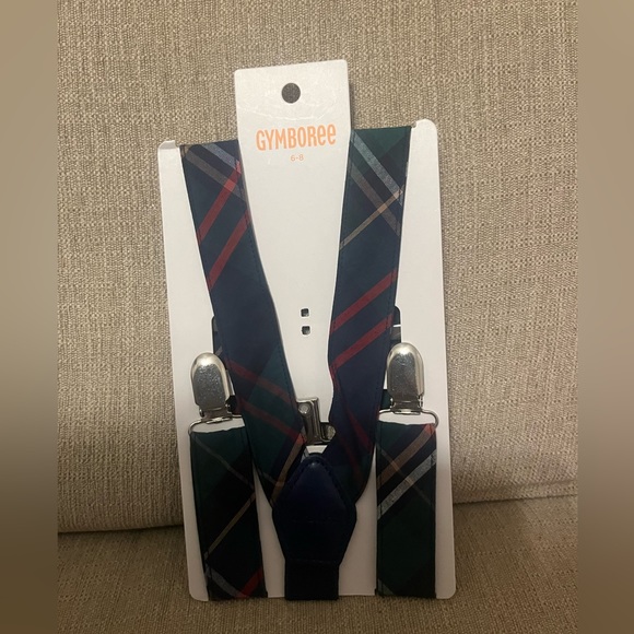 NWT GYMBOREE Plaid Blue and Green Suspenders 6-8 yrs old - Picture 4 of 4